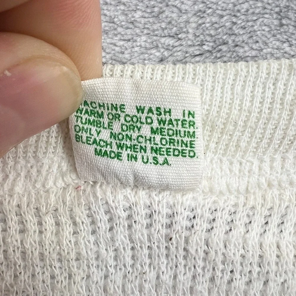 Hanes Thermal Shirt Men L White Vintage Waffle Knit Long Sleeve Base Layer USA